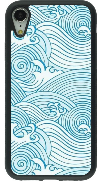 Coque iPhone XR - Silicone rigide noir Ocean Waves