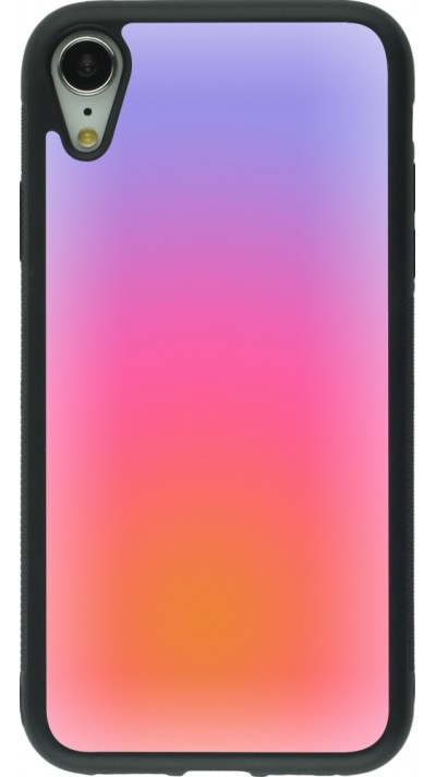 Coque iPhone XR - Silicone rigide noir Orange Pink Blue Gradient