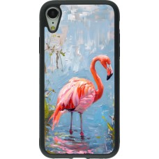 iPhone XR Case Hülle - Silikon schwarz Paint Flamingo