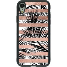 Hülle iPhone XR - Silikon schwarz Palm trees gold stripes