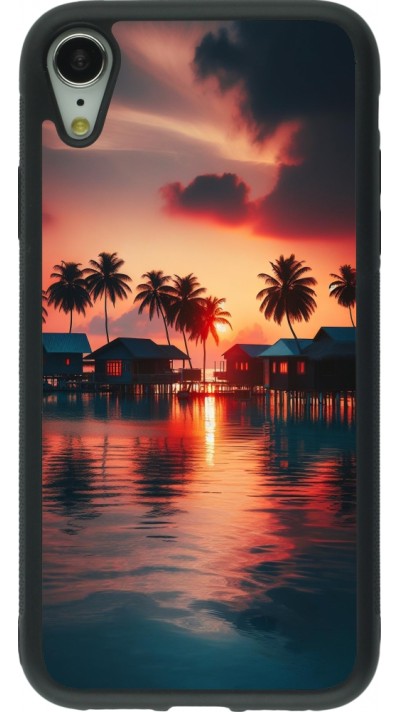 Coque iPhone XR - Silicone rigide noir Paradis Maldives