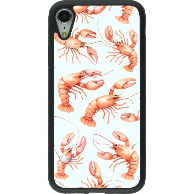 iPhone XR Case Hülle - Silikon schwarz Muster von pastellfarbenen Hummern