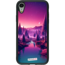 iPhone XR Case Hülle - Silikon schwarz Lila-rosa Landschaft