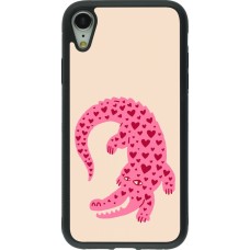 Coque iPhone XR - Silicone rigide noir Pink crocodile 2026