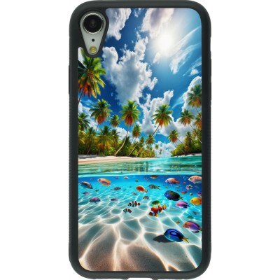 Coque iPhone XR - Silicone rigide noir Plage Paradis