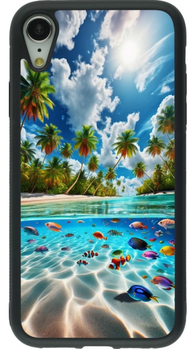 Coque iPhone XR - Silicone rigide noir Plage Paradis