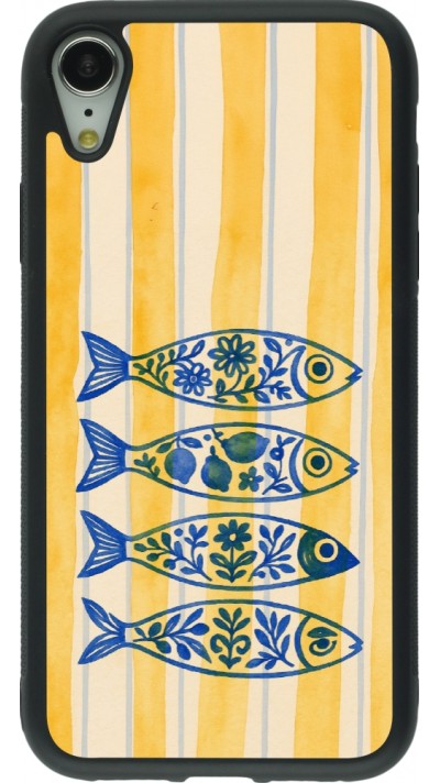 Coque iPhone XR - Silicone rigide noir Portuguese fish 2026