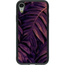 Coque iPhone XR - Silicone rigide noir Purple Light Leaves