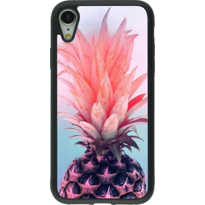 Hülle iPhone XR - Silikon schwarz Purple Pink Pineapple
