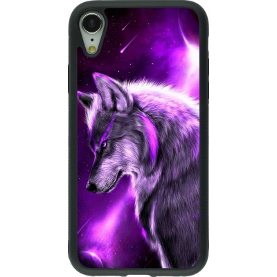 Hülle iPhone XR - Silikon schwarz Purple Sky Wolf