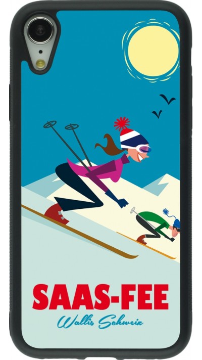 Coque iPhone XR - Silicone rigide noir Saas-Fee Ski Downhill