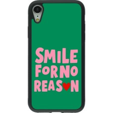 Coque iPhone XR - Silicone rigide noir Smile for no reason 2026