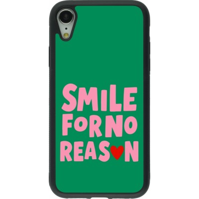 Coque iPhone XR - Silicone rigide noir Smile for no reason 2026