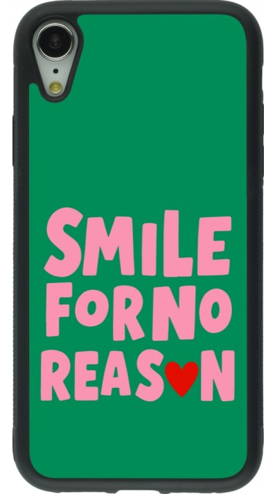 Coque iPhone XR - Silicone rigide noir Smile for no reason 2026