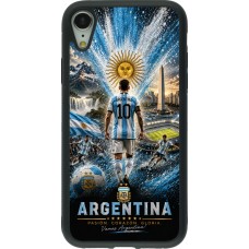 Coque iPhone XR - Silicone rigide noir Football Argentine splash 2026