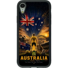 Coque iPhone XR - Silicone rigide noir Football Australie splash 2026