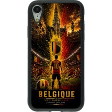Coque iPhone XR - Silicone rigide noir Football Belgique splash 2026