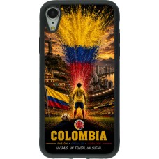 Coque iPhone XR - Silicone rigide noir Football Colombie splash 2026