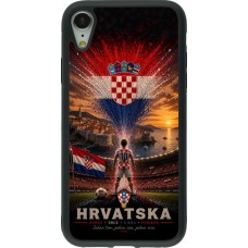 Coque iPhone XR - Silicone rigide noir Football Croatie splash 2026