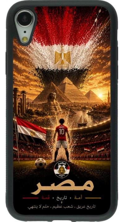 Coque iPhone XR - Silicone rigide noir Football Égypte splash 2026