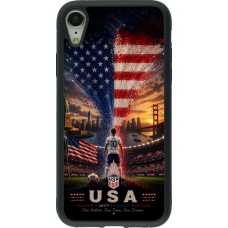 Coque iPhone XR - Silicone rigide noir Football États-Unis splash 2026