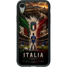 Coque iPhone XR - Silicone rigide noir Football Italie splash 2026