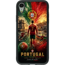 Coque iPhone XR - Silicone rigide noir Football Portugal splash 2026