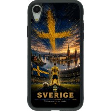 Coque iPhone XR - Silicone rigide noir Football Suède splash 2026