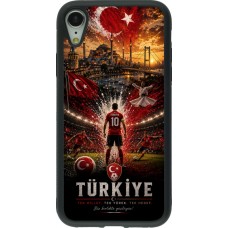 Coque iPhone XR - Silicone rigide noir Football Turquie splash 2026