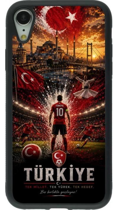 Coque iPhone XR - Silicone rigide noir Football Turquie splash 2026