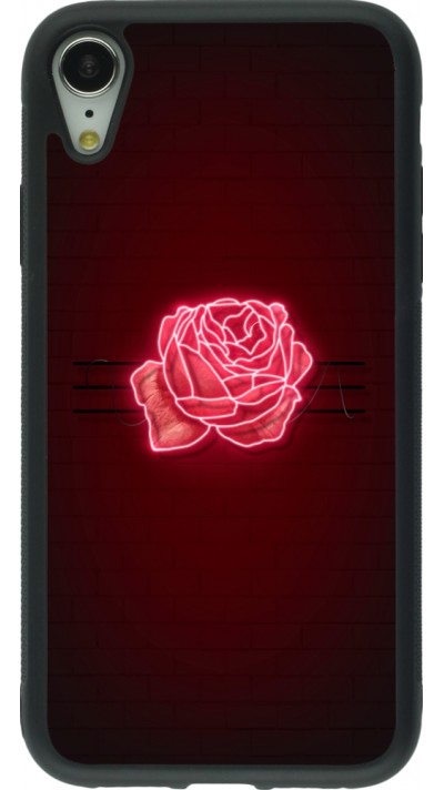 Coque iPhone XR - Silicone rigide noir Spring 23 neon rose