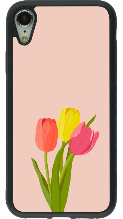 Coque iPhone XR - Silicone rigide noir Spring 23 tulip trio