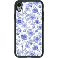 iPhone XR Case Hülle - Silikon schwarz Spring 23 watercolor blue flowers