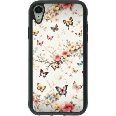 Coque iPhone XR - Silicone rigide noir Spring 25 Papillons Légers