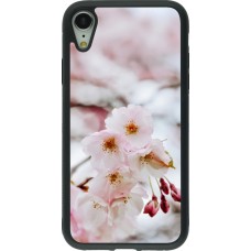 Coque iPhone XR - Silicone rigide noir Cherry tree 2026