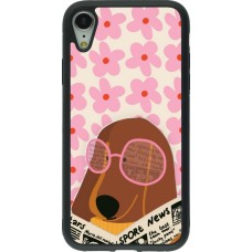 Coque iPhone XR - Silicone rigide noir Dog with newspaper 2026