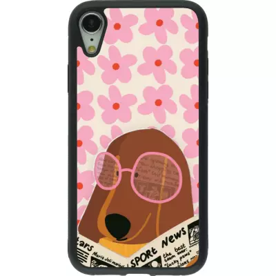 iPhone XR Case Hülle - Silikon schwarz Dog with newspaper Spring 2026