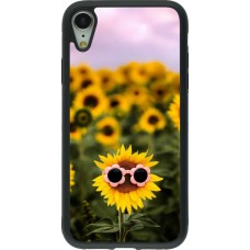 Coque iPhone XR - Silicone rigide noir Sunflower with glasses 2026