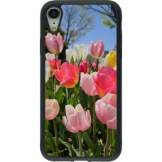 Coque iPhone XR - Silicone rigide noir Tulips Spring 2026