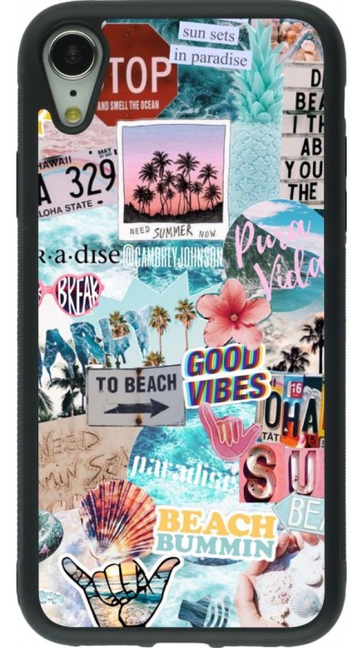 Coque iPhone XR - Silicone rigide noir Summer 20 collage