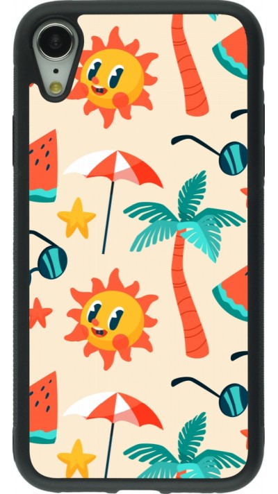 Coque iPhone XR - Silicone rigide noir Summer 2025 Pattern soleil