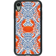 Coque iPhone XR - Silicone rigide noir Crabs and pearls Summer 2026