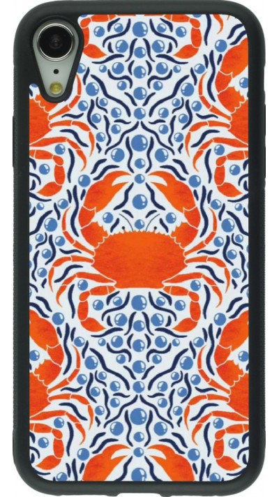 Coque iPhone XR - Silicone rigide noir Crabs and pearls Summer 2026