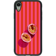 Coque iPhone XR - Silicone rigide noir Passion fruit Summer 2026