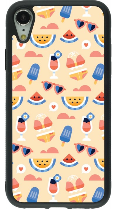 Coque iPhone XR - Silicone rigide noir Pattern Summer 2026