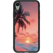 Coque iPhone XR - Silicone rigide noir Watch more sunsets Summer 2026