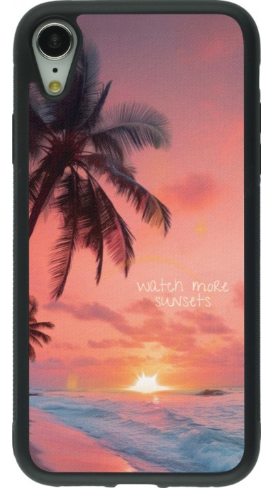 Coque iPhone XR - Silicone rigide noir Watch more sunsets Summer 2026