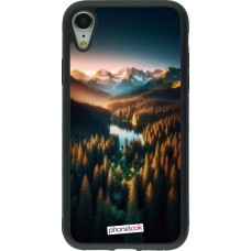 iPhone XR Case Hülle - Silikon schwarz Sonnenuntergang Waldsee