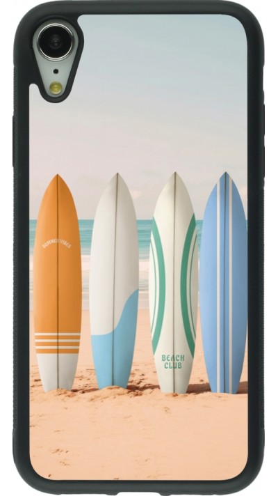 Coque iPhone XR - Silicone rigide noir Summer surfboard 2025