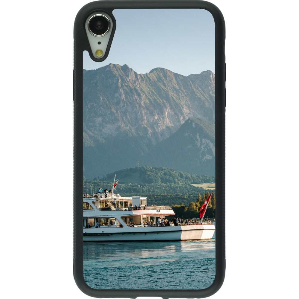 iPhone XR Case Hülle - Silikon schwarz  Nationalfeiertag Schweiz Bateau Leman
